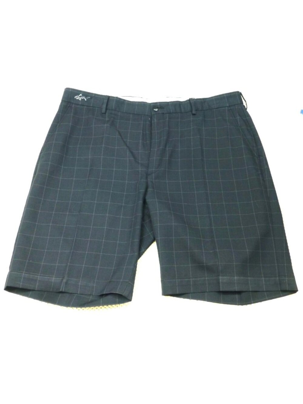 Greg Norman Mens‎ Black Windowpane Plaid Golf Shorts Size 40 Polyester